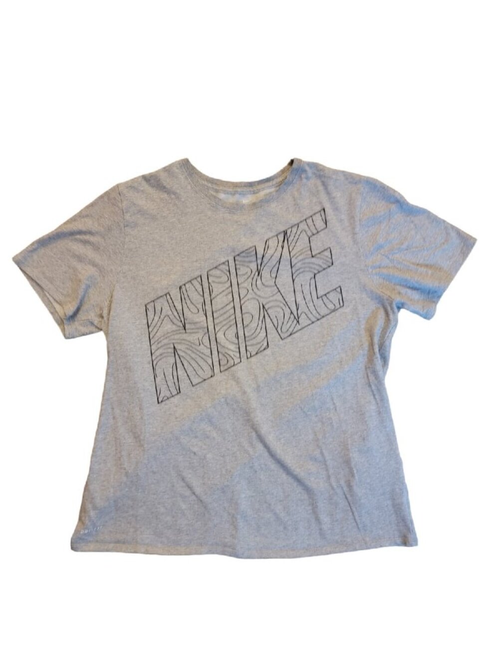 Nike T-Shirt Men's XL Gray Abstract Word Graphic Logo Crewneck Short Sleeve